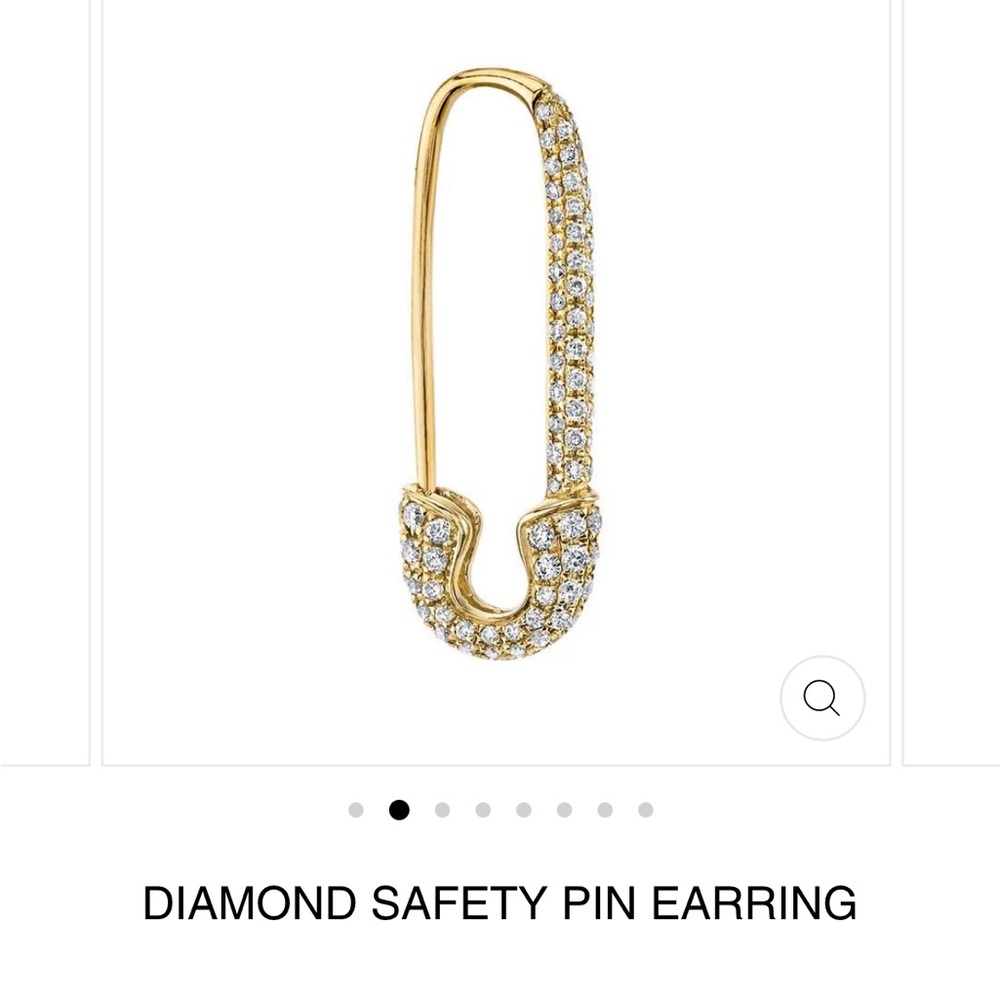 Anita Ko Gold and Diamond Classic Safety Pin Earring - Yellow Gold Left Side